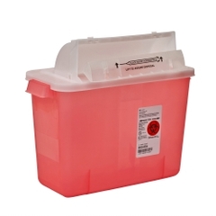Cardinal Health SharpSafety™ Safety In Room Sharps Container Counterbalance Lid, Transparent Red 2 Gallon, 10 EA/CS