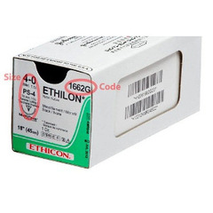 J & J Healthcare Systems Suture with Needle Ethilon Nonabsorbable Uncoated Black Suture Monofilament Nylon Size 4 - 0 18 Inch Suture 1-Needle 16 mm Length 1/2 Circle Reverse Cutting Needle, 12/BX