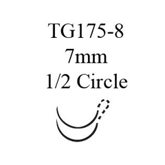 J & J Healthcare Systems Nonabsorbable Suture with Needle Ethilon Nylon TG175-8 1/2 Circle Spatula Needle Size 8 - 0 Monofilament
