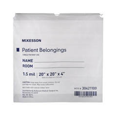 MON447753EA - McKesson - Patient Belongings Bag Medi-Pak Performance 4 x 20 x 20 Polyethylene White