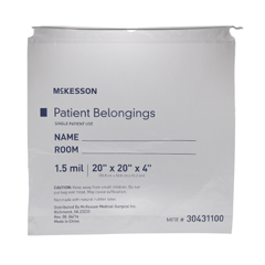 MON447887EA - McKesson - Patient Belongings Bag Medi-Pak Performance 4 x 20 x 20 Polyethylene Clear