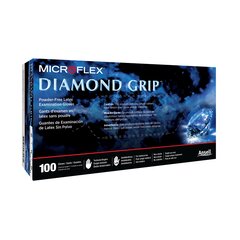Ansell Exam Glove Diamond Grip NonSterile White Powder Free Latex Ambidextrous Textured Fingertips Not Chemo Approved Medium, 100/BX