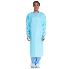 Halyard Over-the-Head Protective Procedure Gown One Size Fits Most Blue NonSterile ASTM F1670 / ASTM F1671 Disposable, 1/EA