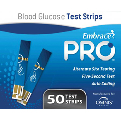 MON1034317BX - Omnis Health - Blood Glucose Test Strips Embrace® 50 Test Strips per Box