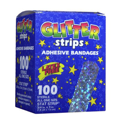 MON256700BX - Dukal - Adhesive Strip Stat Strip® .75 x 3 Plastic Rectangle Kid Design (Glitter) Sterile, 1200/BX