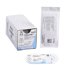 J & J Healthcare Systems Nonabsorbable Suture with Needle Prolene Polypropylene FS-2 3/8 Circle Reverse Cutting Needle Size 3 - 0 Monofilament, 12 EA/BX