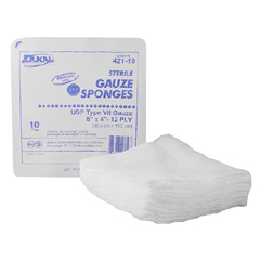 MON726982CS - Dukal - USP Type VII Gauze Sponge Cotton 12-Ply 8 x 4 Rectangle Sterile, 800/CS