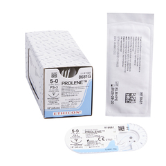 J & J Healthcare Systems Nonabsorbable Suture with Needle Prolene™ Polypropylene PS-3 3/8 Circle Precision Reverse Cutting Needle Size 5 - 0 Monofilament