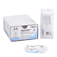 J & J Healthcare Systems Nonabsorbable Suture with Needle Prolene™ Polypropylene FS 3/8 Circle Reverse Cutting Needle Size 2 - 0 Monofilament