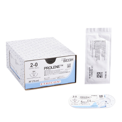 J & J Healthcare Systems Nonabsorbable Suture with Needle Prolene™ Polypropylene SH 1/2 Circle Taper Point Needle Size 2 - 0 Monofilament