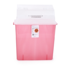 Cardinal Health Sharps-A-Gator™ Safety In Room Sharps Container Counterbalance Lid, Transparent Red 3 Gallon