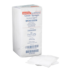 MON446030PK - McKesson - Sponge Dressing Medi-Pak™ Performance Cotton Gauze 8-Ply 3 X 3 Square, 200EA/PK