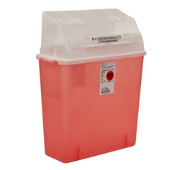 MON330376EA - Medtronic - Sharps-A-Gator™ Safety In Room Sharps Container Counterbalance Lid, Transparent Red 3 Gallon