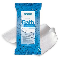 Sage Products Comfort Bath&reg; Aloe Bath Wipes, Soft Pack, Clean Scent, 8 EA/PK, 44PK/CS