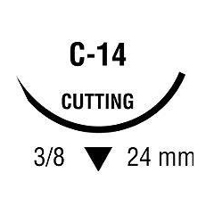 Covidien Nonabsorbable Suture with Needle Monosof™~Dermalon™ Nylon C-14 3/8 Circle Reverse Cutting Needle Size 3 - 0 Monofilament