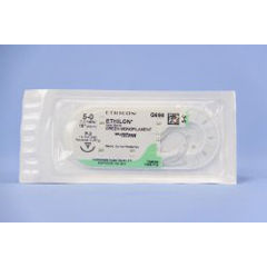 J & J Healthcare Systems Nonabsorbable Suture with Needle Ethilon™ Nylon P-3 3/8 Circle Precision Reverse Cutting Needle Size 5 - 0 Monofilament