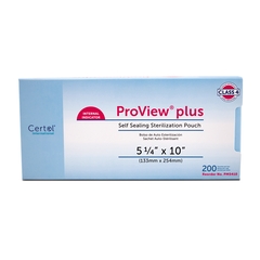 Certol Sterilization Pouch ProView plus Gas / Steam / Chemical Vapor 5-1/4 X 10 Inch Transparent / Blue Self Seal Paper / Film, 1200/CS