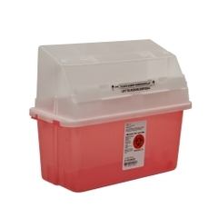 Cardinal Health Sharps-A-Gator™ Safety In Room Sharps Container Counterbalance Lid, Transparent Red 5 Quart