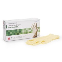 McKesson Exam Glove Medi-Pak&reg; Performance NonSterile Powder Free Latex Smooth Ivory Small Ambidextrous, 100EA/BX