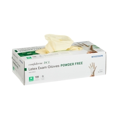 McKesson Exam Glove Medi-Pak&reg; Performance NonSterile Powder Free Latex Smooth Ivory Medium Ambidextrous, 100EA/BX