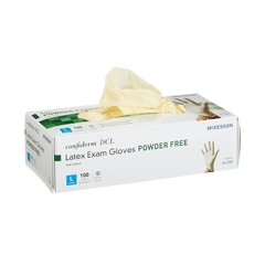 McKesson Exam Glove Medi-Pak&reg; Performance NonSterile Powder Free Latex Smooth Ivory Large Ambidextrous, 100EA/BX