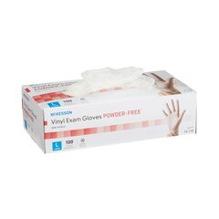McKesson Exam Glove NonSterile Clear Powder Free Vinyl Ambidextrous Smooth Not Chemo Approved Large. 1,000 Gloves