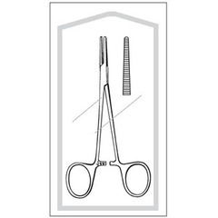 Sklar Mosquito Forceps Econo™ Halsted 5 Inch Length Floor Grade Pakistan Stainless Steel Sterile Ratchet Lock Finger Ring Handle Straight Serrated Tip