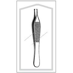 Sklar Tissue Forceps Econo™ Adson 4-3/4 Inch Length Floor Grade Pakistan Stainless Steel Sterile NonLocking Thumb Handle Straight Serrated Tips with 1 X 2 Teeth
