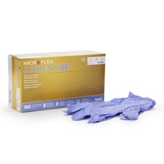 Microflex Medical Exam Glove Supreno SE Large NonSterile Nitrile Standard Cuff Length Textured Fingertips Blue Not Rated, 100 EA/BX