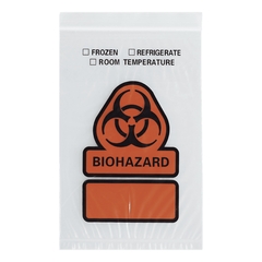 RD Plastics Company Specimen Transport Bag with Document Pouch 8 X 10 Inch Zip Closure Biohazard Symbol / Storage Instructions NonSterile, 100/PK