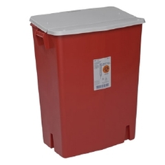 Cardinal Health SharpSafety™ Sharps Container Gasketed Hinged Lid, Red 30 Gallon