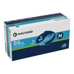 Halyard Exam Glove Blue Nitrile Medium NonSterile Nitrile Standard Cuff Length Textured Fingertips Blue Not Chemo Approved, 1000/CS
