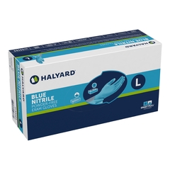 Halyard Exam Glove Blue Nitrile Large NonSterile Nitrile Standard Cuff Length Textured Fingertips Blue Not Chemo Approved, 1000/CS