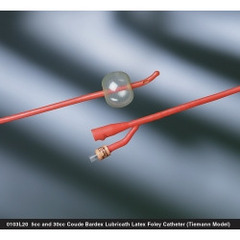 MON4023EA - Bard Medical - Foley Catheter Bardex Lubricath 2-Way Olive Coude Tip 30 cc Balloon 20 Fr. Hydrophilic Polymer Coated Latex
