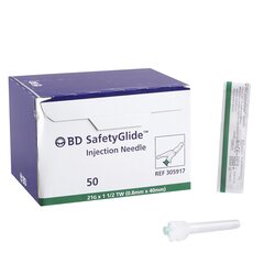 BD Hypodermic Needle SafetyGlide™ Sliding Safety Needle 21 Gauge 1-1/2 Inch, 50 EA/BX, 10BX/CS