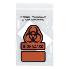 RD Plastics Company Specimen Transport Bag with Document Pouch and Absorbent Pad 6 X 9 Inch Zip Closure Biohazard Symbol / Storage Instructions NonSterile, 500/CS