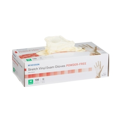 McKesson Exam Glove NonSterile Ivory Powder Free Stretch Vinyl Ambidextrous Smooth Not Chemo Approved Medium, 100 EA/BX, 10BX/CS