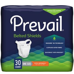 First Quality Prevail&reg; Belted Shields - Extra Absorbency, 120/CS