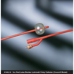 MON4136EA - Bard Medical - Foley Catheter Bardex Lubricath 2-Way Standard Tip 5 cc Balloon 20 Fr. Red Rubber