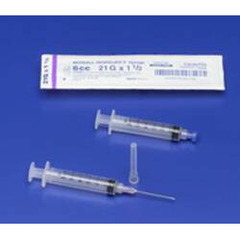 Covidien Syringe with Hypodermic Needle Monoject 6 mL 21 Gauge 1-1/2 Inch Detachable Needle Without Safety