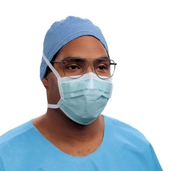 Halyard Surgical Mask Anti-fog Film Pleated Tie Closure One Size Fits Most Green NonSterile Not Rated Adult, 300/CS