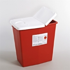 Cardinal Health SharpSafety™ Sharps Container, Red Base 18-3/4 H X 12-3/4 W X 18-1/4 D Inch, Vertical Entry, 12 Gallon, 10 EA/CS
