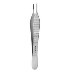 Integra LifeSciences Dressing Forceps MeisterHand&reg; Adson 4-3/4 Inch Length OR / Surgical Grade German Stainless Steel NonSterile NonLocking Thumb Handle Straight Delicate, Serrated Tips, 1/EA