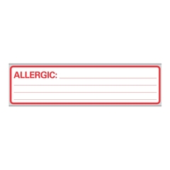 Precision Dynamic Pre-Printed Label / Tape Timemed Allert Label Allergic: White 1 X 6 Inch