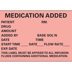 PDC Healthcare Pre-Printed Label Timemed Anesthesia Label Fluorescent Red Paper Medication Added Black Medication Instruction 1-3/4 X 2-1/2 Inch, 1 Roll
