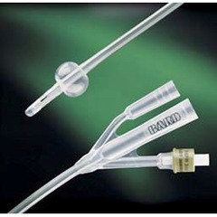 Bard Medical Foley Catheter Lubri-Sil 3-Way Standard Tip 5 cc Balloon 18 Fr. Antimicrobial / Hydrogel Coated Silicone, 12EA/CS