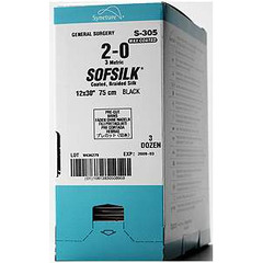 Covidien Suture without Needle Sofsilk Braided Silk Nonabsorbable Coated Size 0 18 Inch Suture, 24/BX