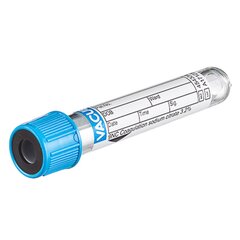 Greiner Bio-One VACUETTE Venous Blood Collection Tube Coagulation Tube, Sodium Citrate Additive, 13 X 75 mm 3 mL, Light Blue/Black Ring Pull Cap, Polyethylene Terephthalate (PET) Tube, 50/PK