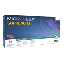 Microflex Medical Exam Glove Supreno EC Medium NonSterile Nitrile Extended Cuff Length Textured Fingertips Blue Chemo Tested / Fentanyl Tested, 50/BX