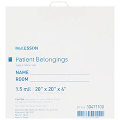 McKesson Patient Belongings Bag Medi-Pak&reg; Performance 4 X 20 X 20 Inch Polyethylene White, 250EA/CS